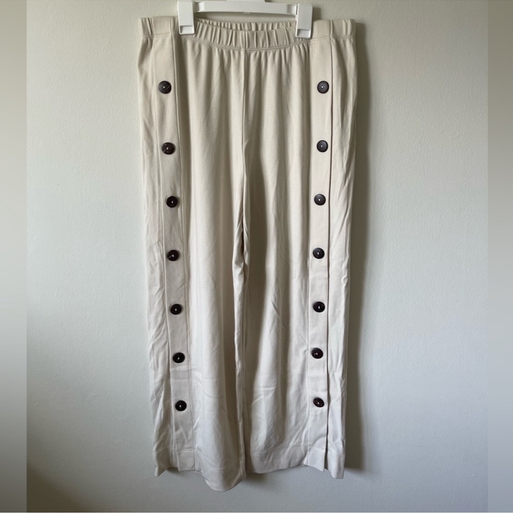 Appleseeds Ivory Wide Leg Button Accent Women's Pants Size Medium